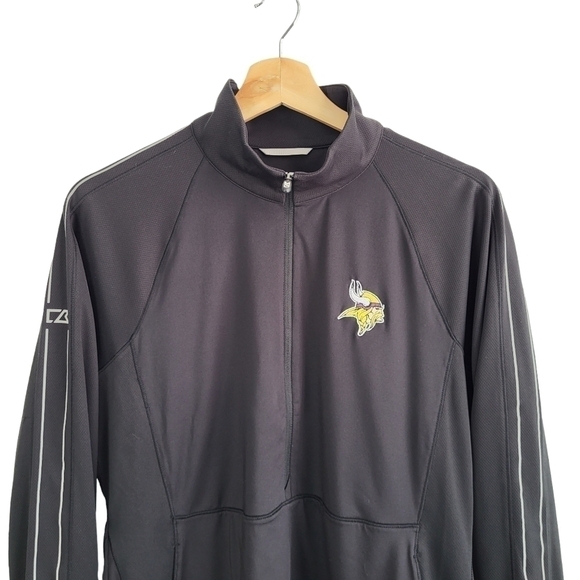 Cutter & Buck Minnesota Vikings NFL Football Half Zip Fitted Pullover Top Black - Picture 3 of 10